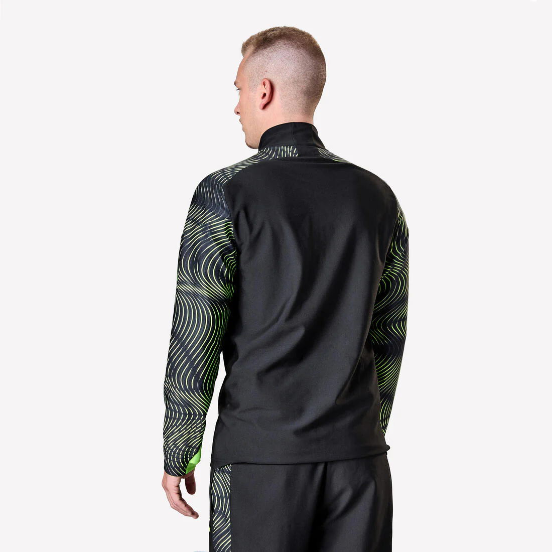 Sudadera de futbol con medio cierre negra y amarilla para adulto Viralto Wave - Image 7