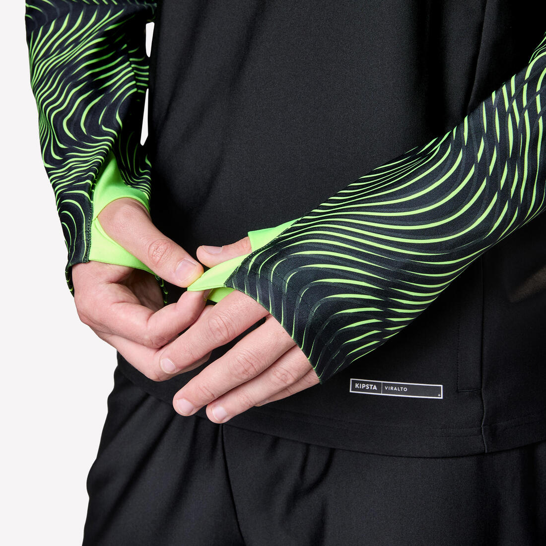 Sudadera de futbol con medio cierre negra y amarilla para adulto Viralto Wave - Image 9