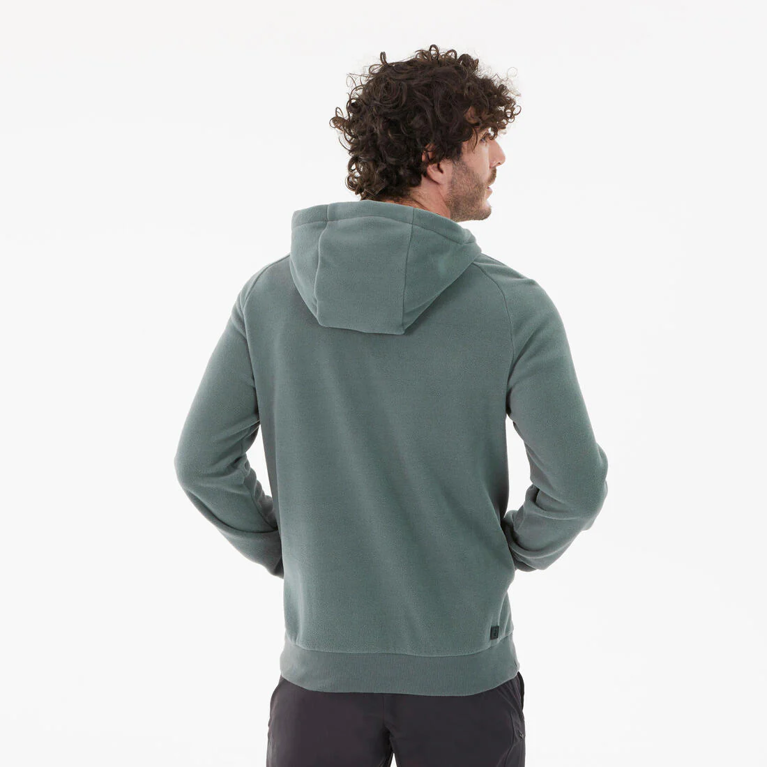 Sudadera de senderismo de forro polar con capucha verde para hombre MH100 - Image 3