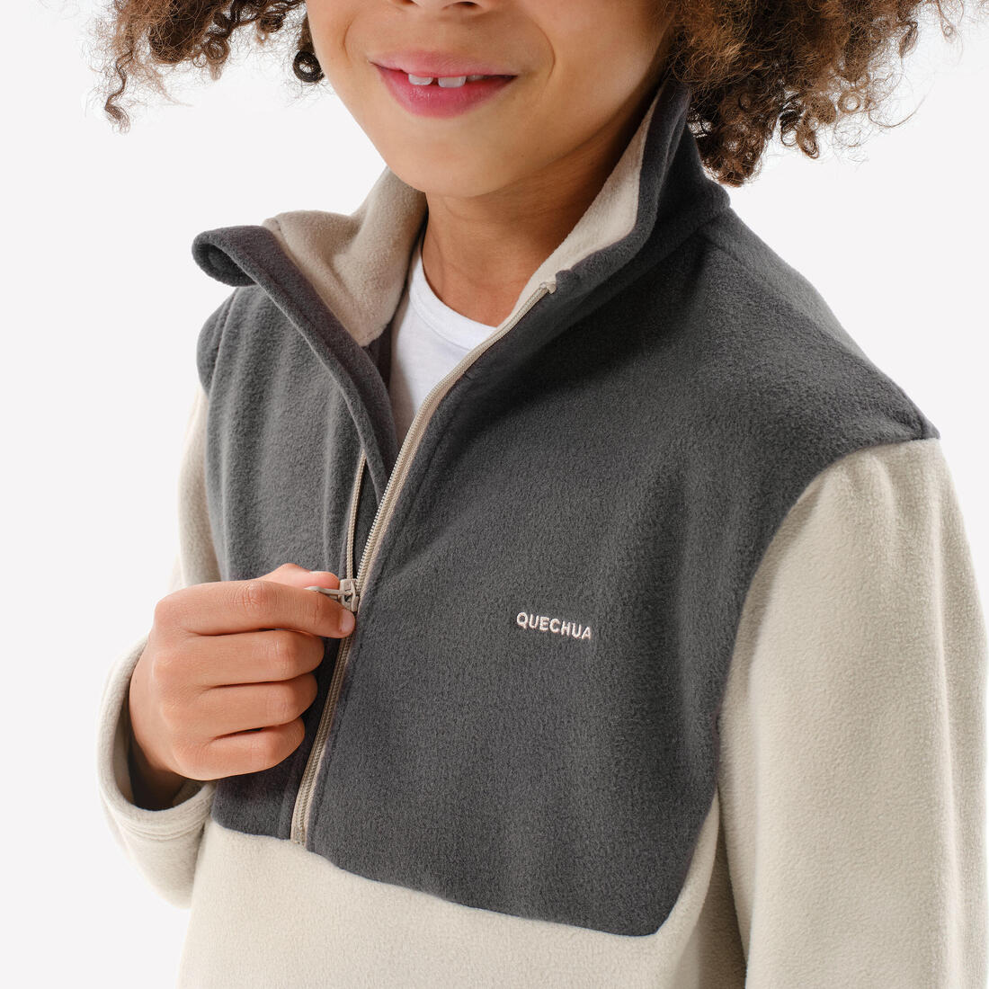 Sudadera de senderismo de forro polar con medio cierre para niños MH500 - Image 4