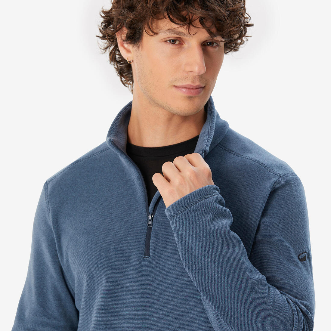 Sudadera de senderismo en montaña de forro polar azul para hombre MH100 - Image 4