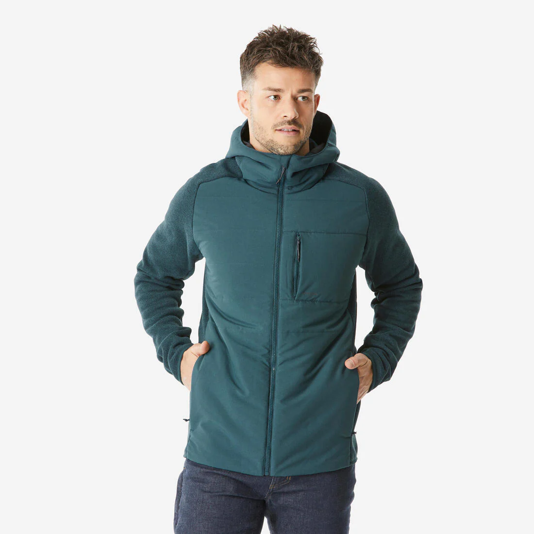 Sudadera de senderismo verde para hombre NH500 Hybride - Image 5