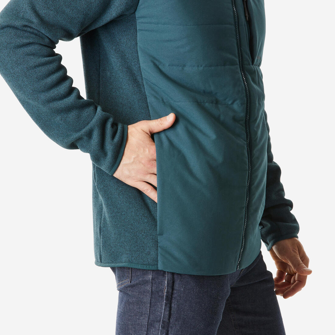 Sudadera de senderismo verde para hombre NH500 Hybride - Image 6