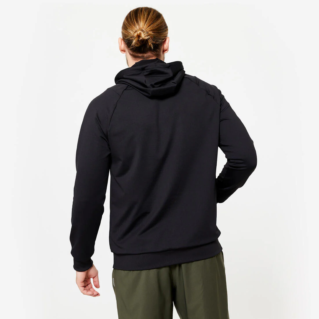 Sudadera fitness transpirable con capucha negra lisa para hombre Essentiel 100 - Image 4