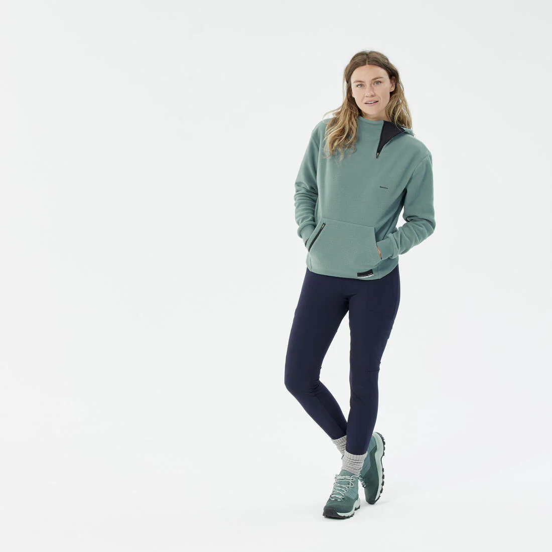 Sudadera ligera de tejido polar con capucha - Montaña y trekking - Mujer Quechua MH100 Hoodie - Image 2