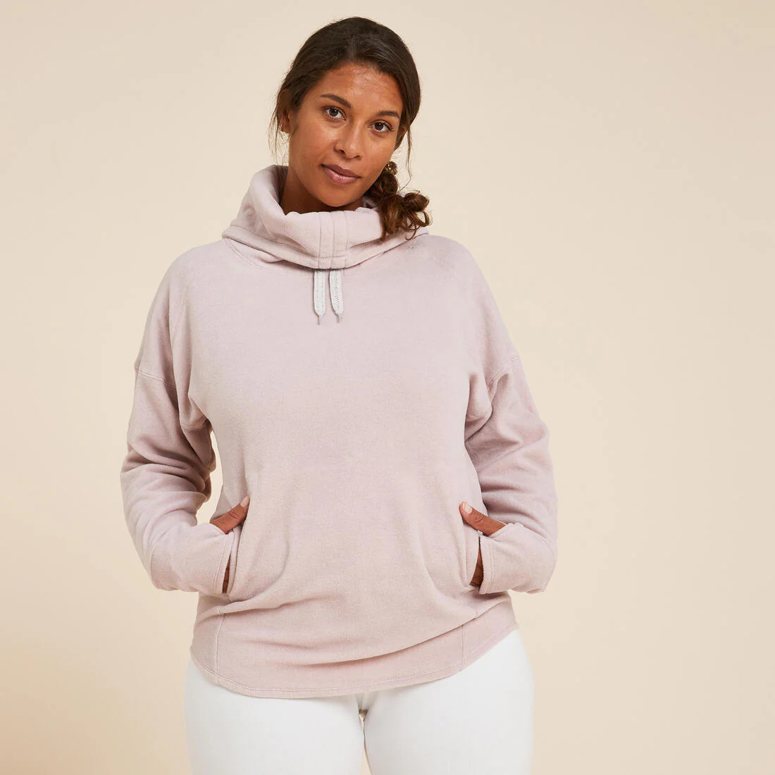 Sudadera Tejido Polar Relajación Yoga Mujer Rosa Jaspeado