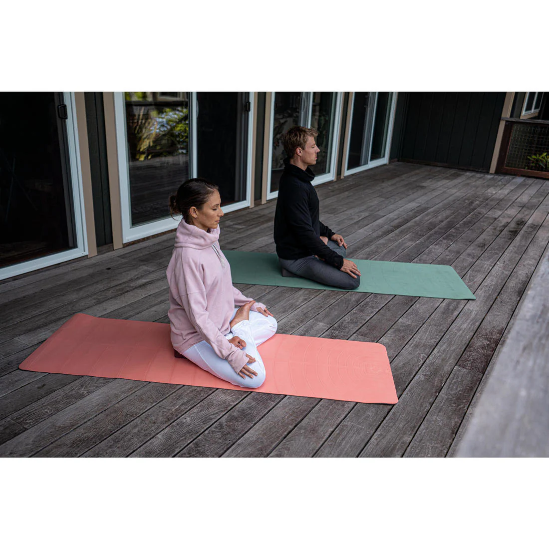 Sudadera Tejido Polar Relajación Yoga Mujer Rosa Jaspeado - Image 10