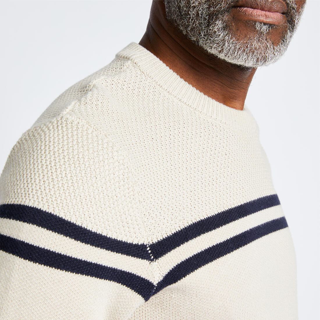 Suéter Marinero para Hombre - Beige con Rayas Azules - Image 12