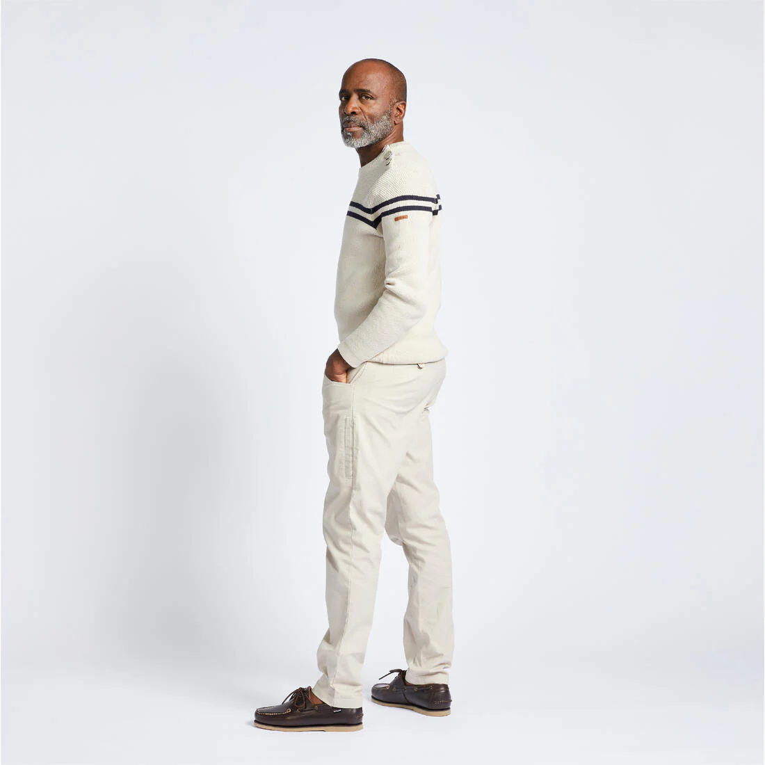 Suéter Marinero para Hombre - Beige con Rayas Azules - Image 13