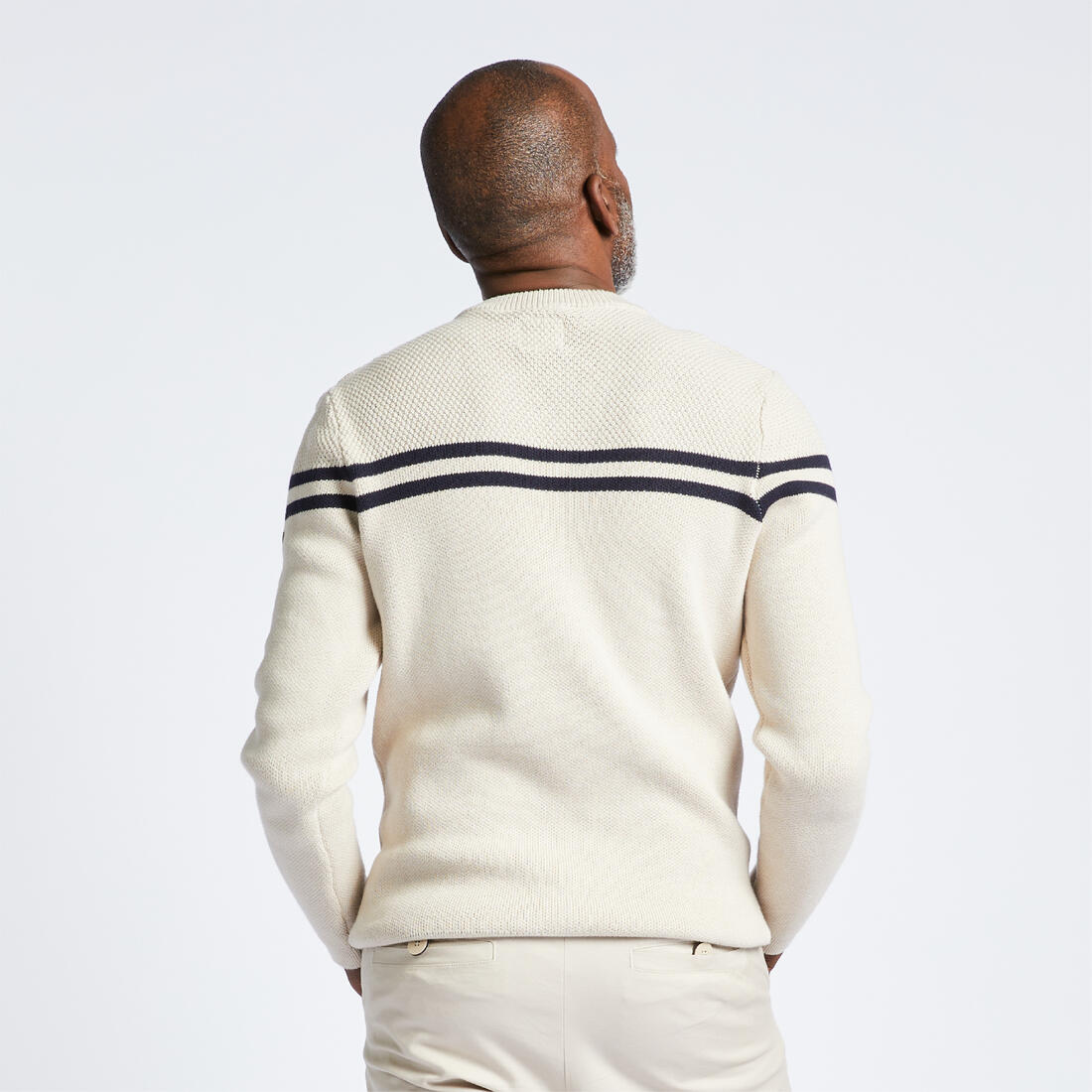 Suéter Marinero para Hombre - Beige con Rayas Azules - Image 5