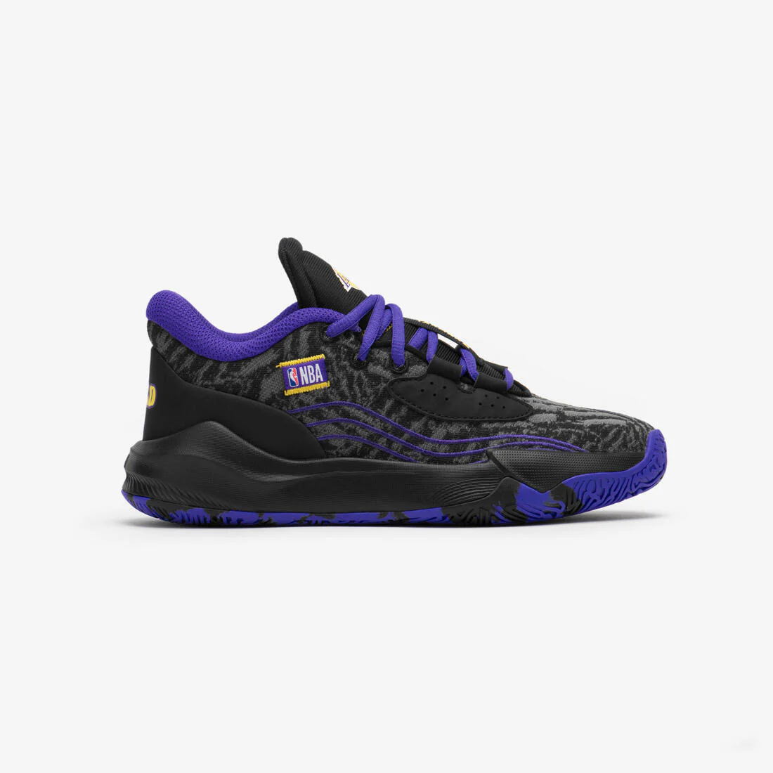 Tenis de básquetbol negros para niños NBA Lakers Fast 900