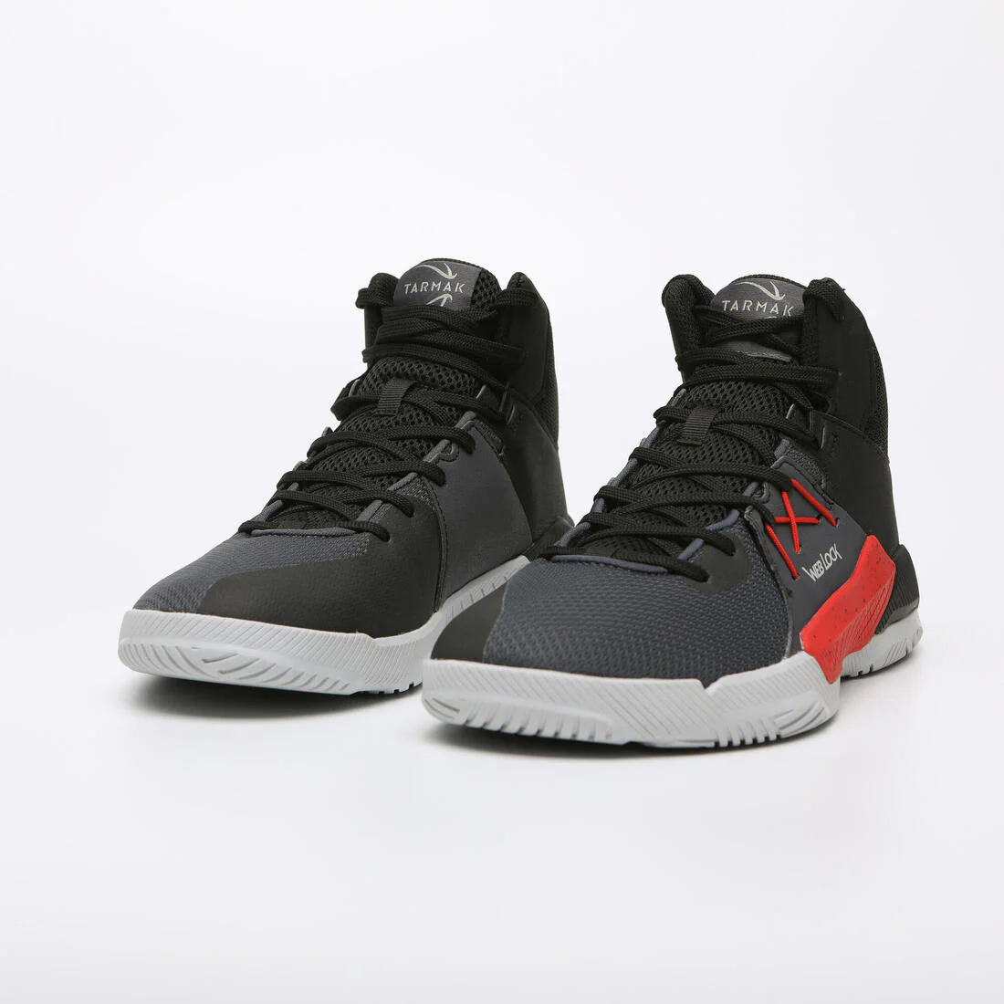 TENIS DE BÁSQUETBOL UNISEX INICIACIÓN- PROTECT 120 GRIS NEGRO ROJO - Image 2