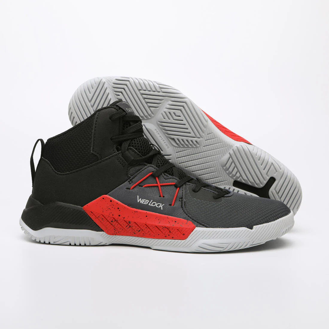 TENIS DE BÁSQUETBOL UNISEX INICIACIÓN- PROTECT 120 GRIS NEGRO ROJO - Image 5