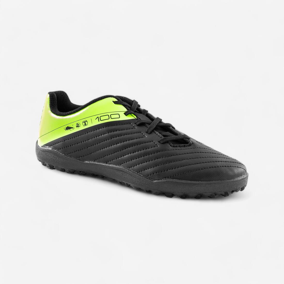 TENIS DE FÚTBOL CON AGUJETAS PARA NIÑO 100 TURF TF NEGRO Y AMARILLO - Image 3