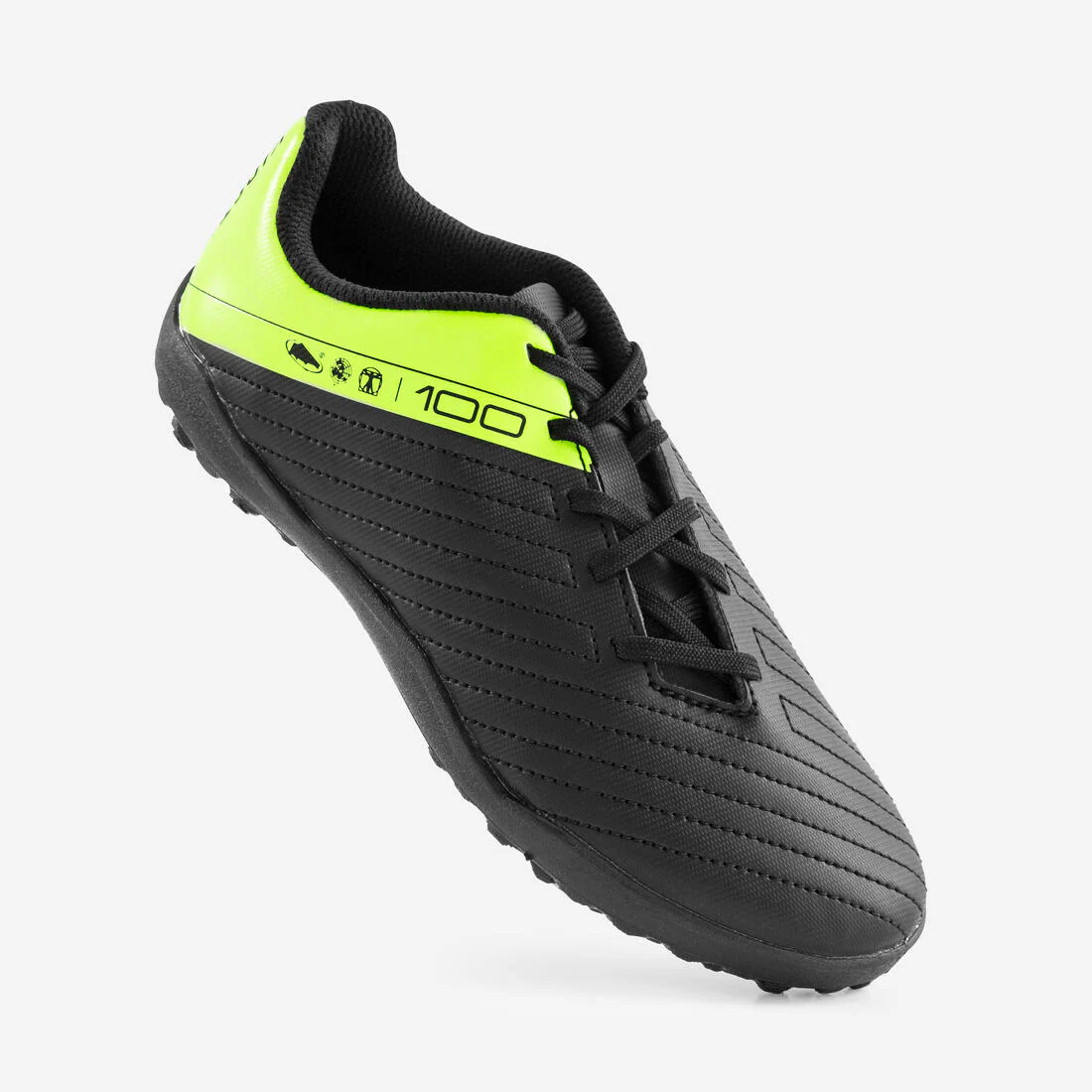 TENIS DE FÚTBOL CON AGUJETAS PARA NIÑO 100 TURF TF NEGRO Y AMARILLO - Image 4