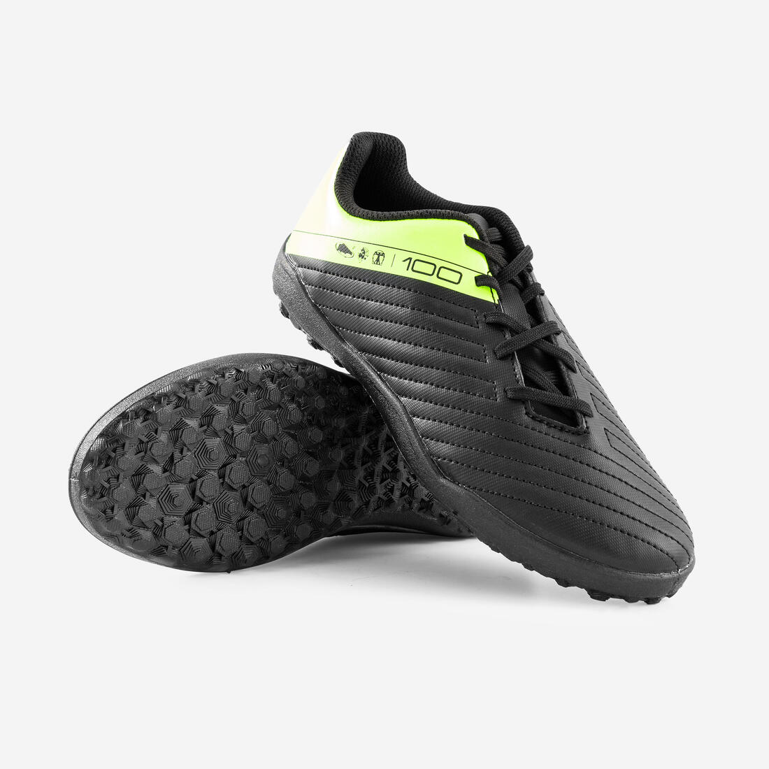 TENIS DE FÚTBOL CON AGUJETAS PARA NIÑO 100 TURF TF NEGRO Y AMARILLO - Image 8