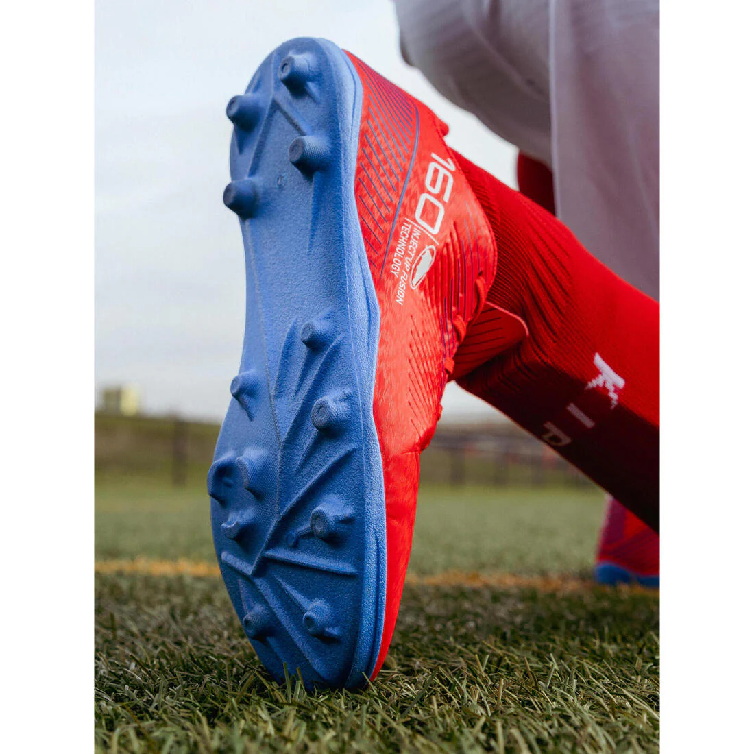 Tenis de fútbol con cintas AG/FG rojos para niños 160 JR - Image 28