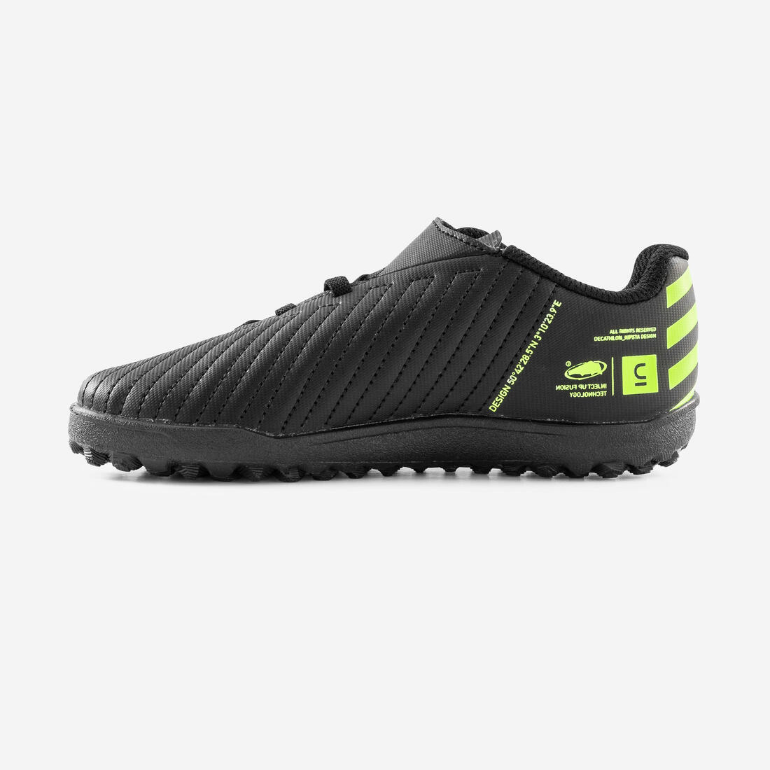 Tenis de fútbol con tira adherente negros y amarillos niño 100 Easy Turf TF - Image 3