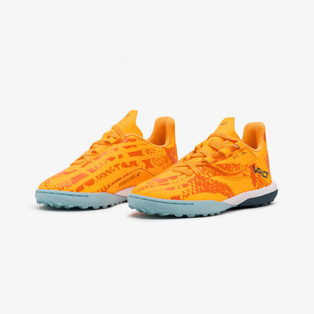 Tenis de futbol con velcro naranjas para niños Viralto I Easy Turf TF - Image 3
