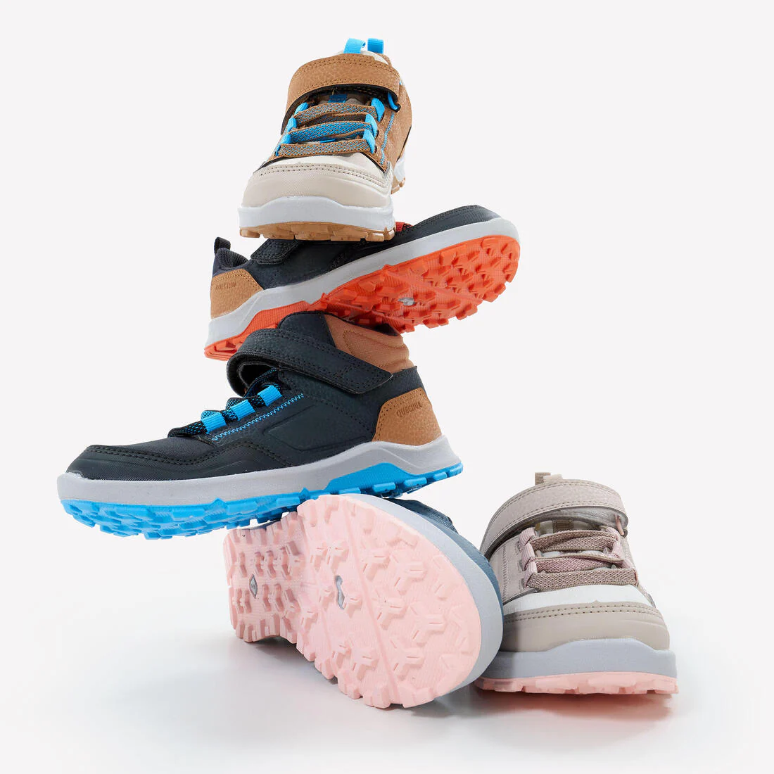 Tenis de senderismo con tira autoadherente azul con naranja para niños NH500 - Image 9