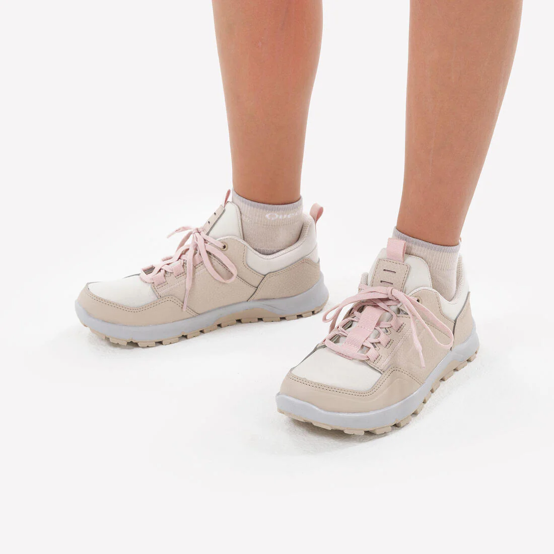 Tenis de senderismo de caña baja con cintas lino con rosa para niños NH500 - Image 6