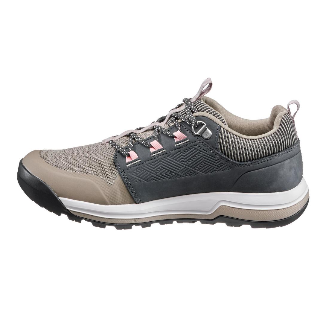 Tenis de senderismo de piel beige caqui para mujer NH500 - Image 2