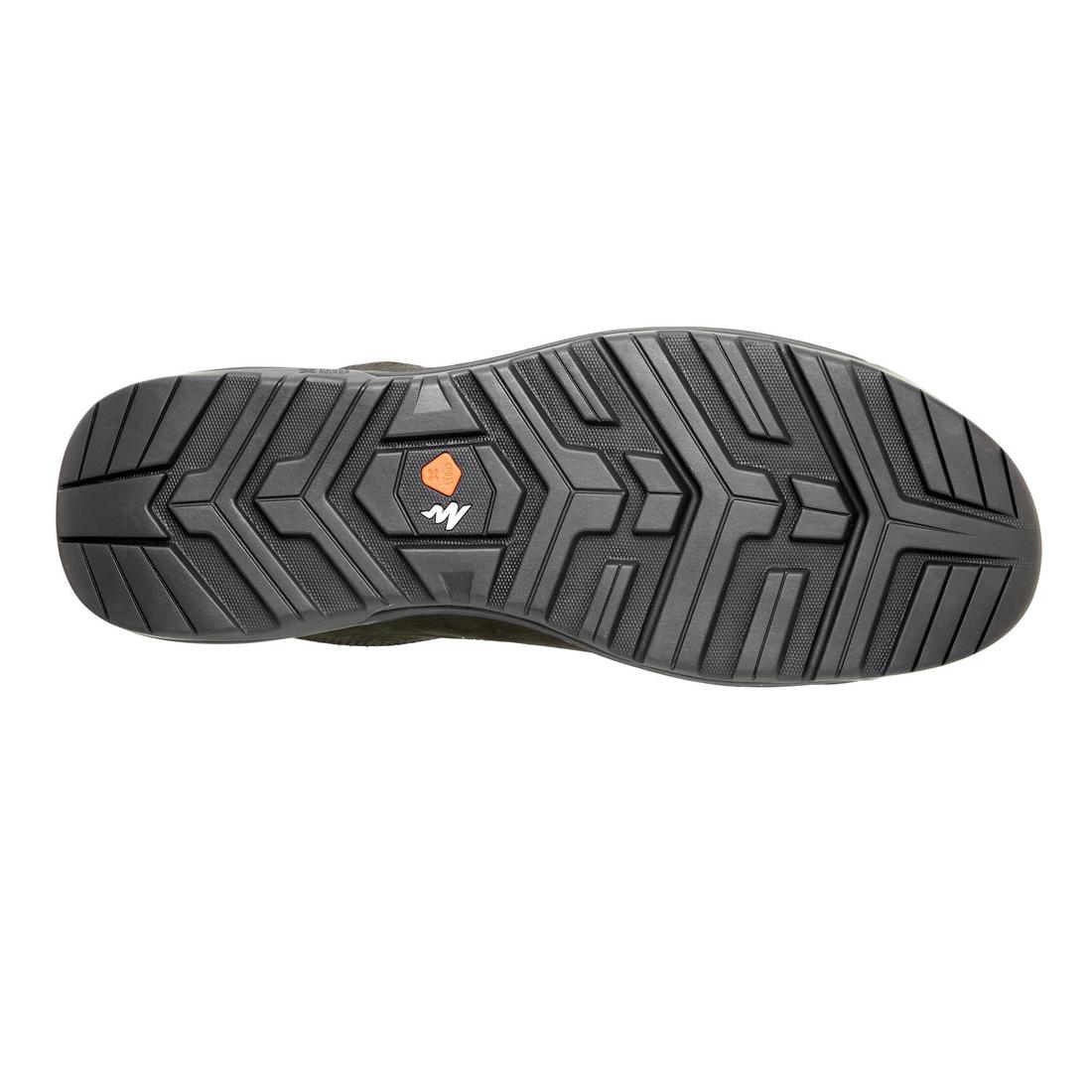 Tenis de senderismo de piel beige caqui para mujer NH500 - Image 3