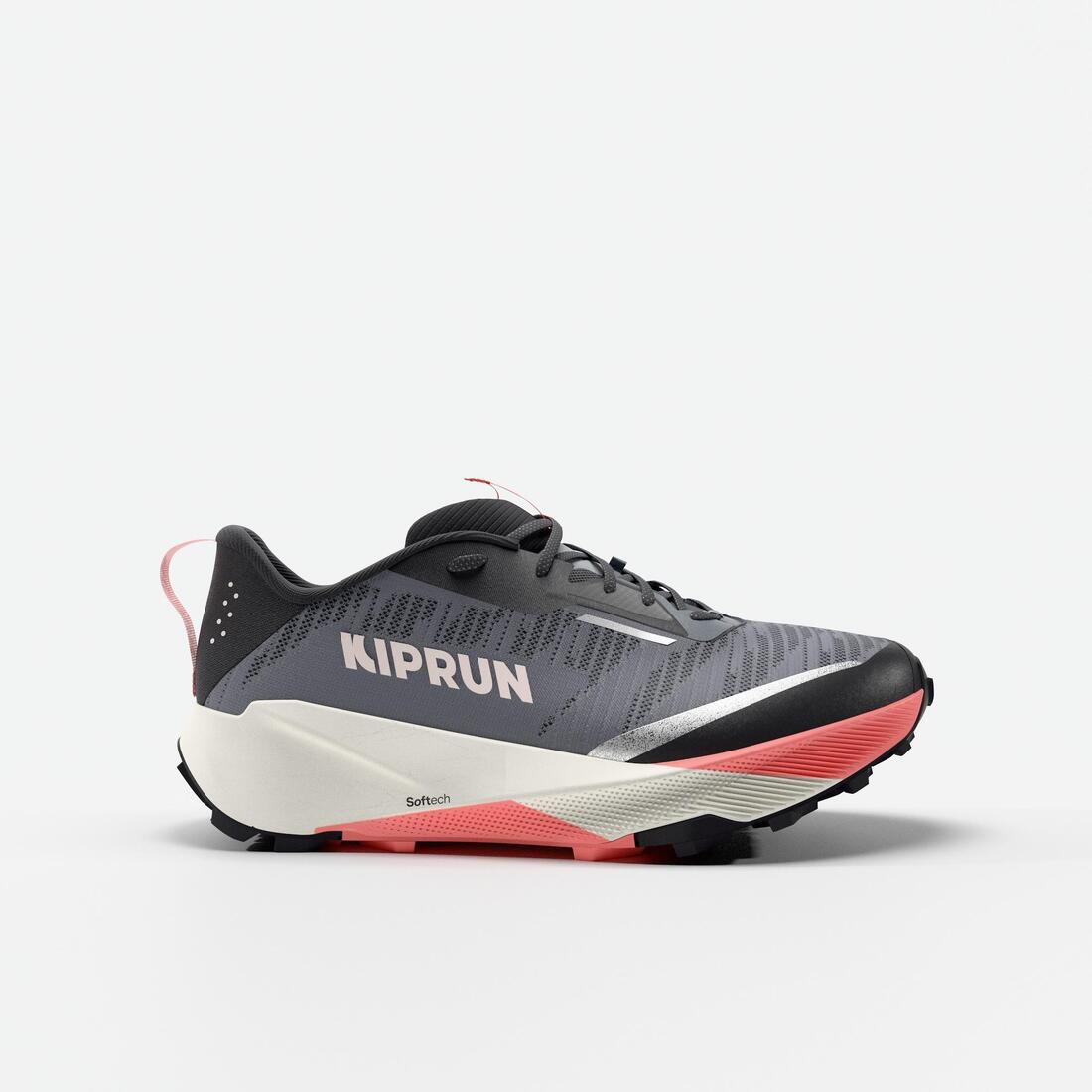 Tenis de trail running gris con negro para mujer Kiprun Kipsummit