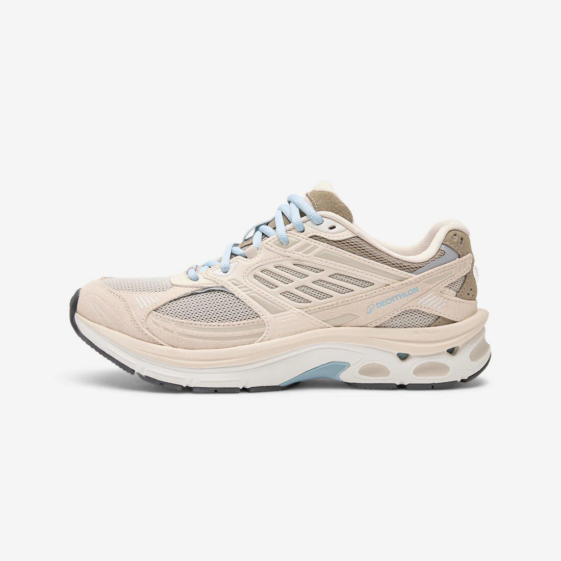 Tenis deportivos de gamuza beige para mujer RR2K