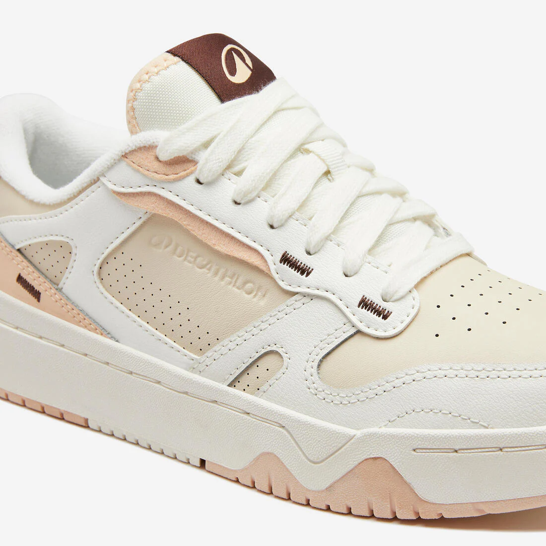 Tenis deportivos de piel beige con para mujer CJ80 - Image 4