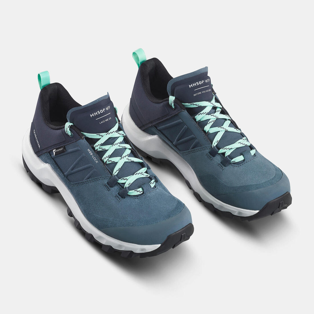 Tenis impermeables de senderismo en montaña azules para mujer MH500 WTP LOW - Image 5