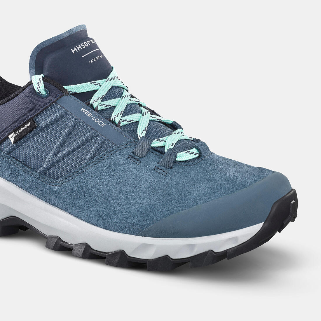 Tenis impermeables de senderismo en montaña azules para mujer MH500 WTP LOW - Image 6