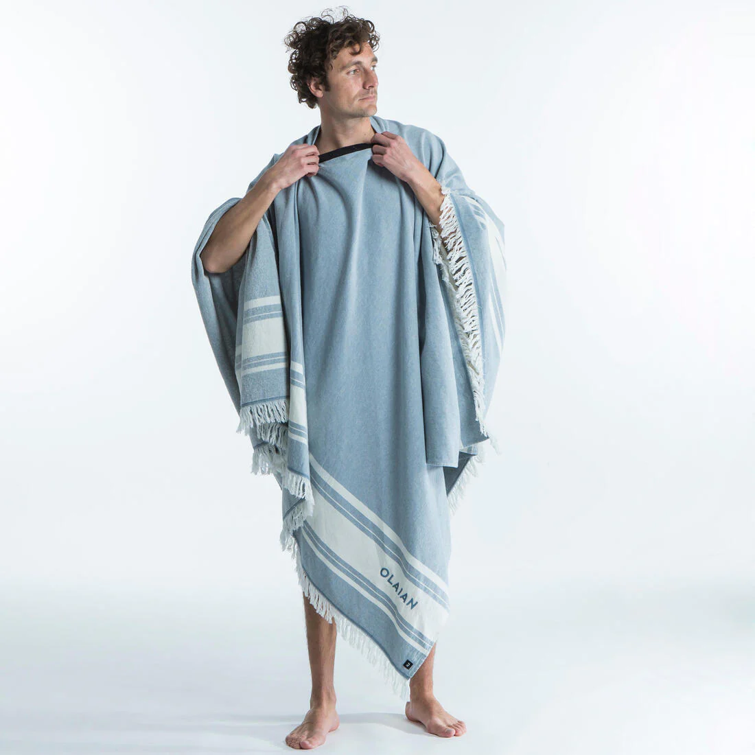 Toalla Playa-Poncho Gris-Azul 190 x 190 cm - Image 5