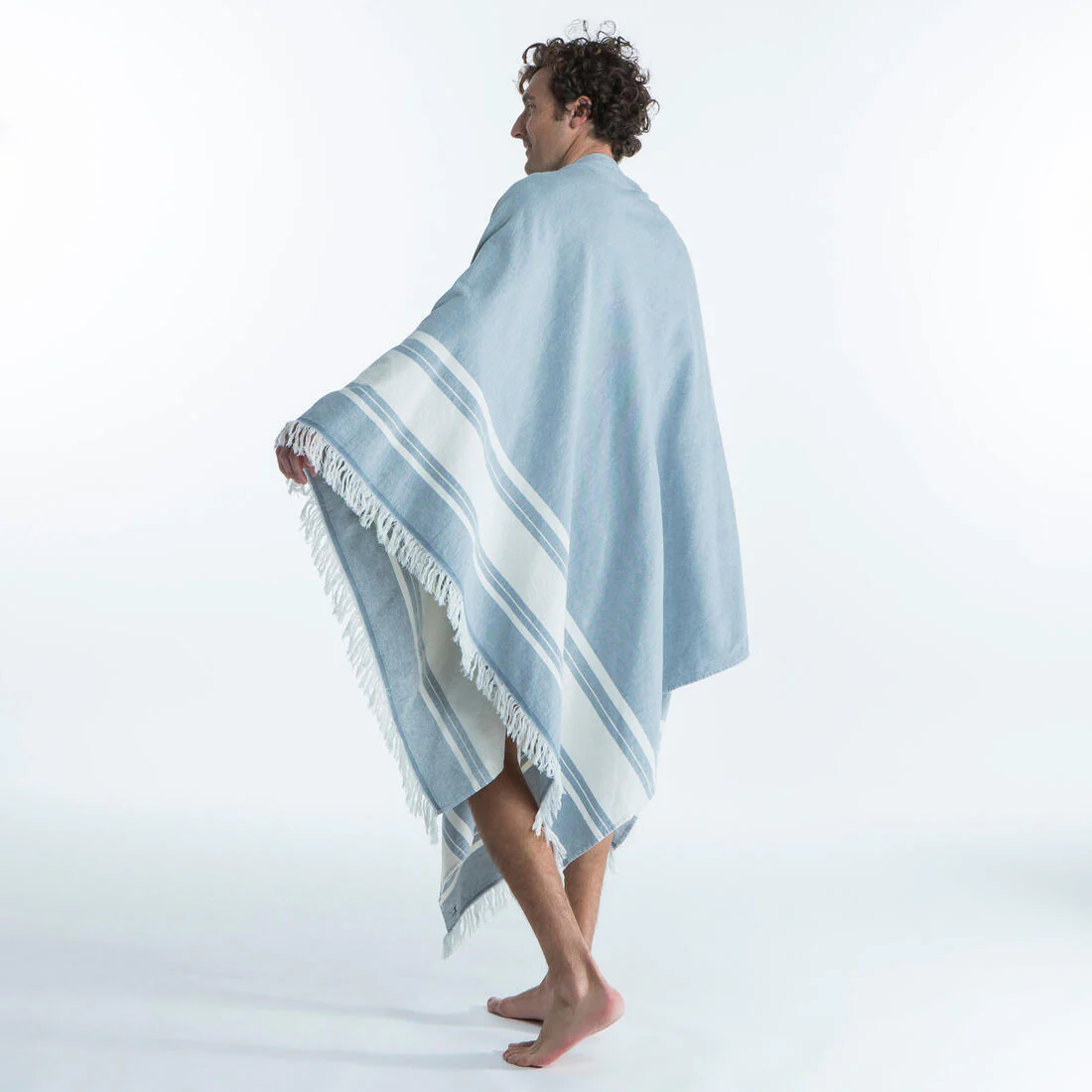 Toalla Playa-Poncho Gris-Azul 190 x 190 cm - Image 7