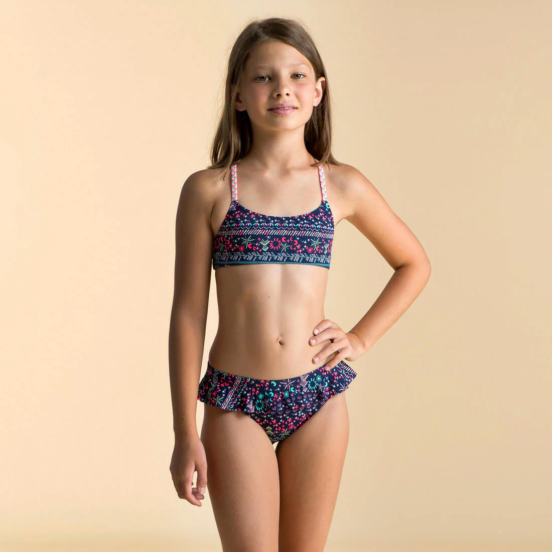Top de bikini de natación azul para niña Lila Luna - Image 3