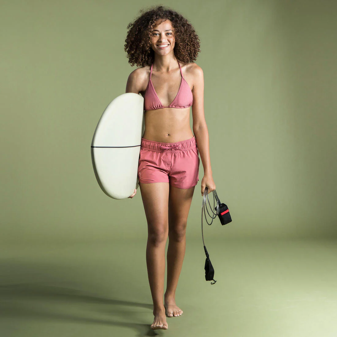 Top de bikini de natación con diseño de triángulos rosa para mujer Mae - Image 16