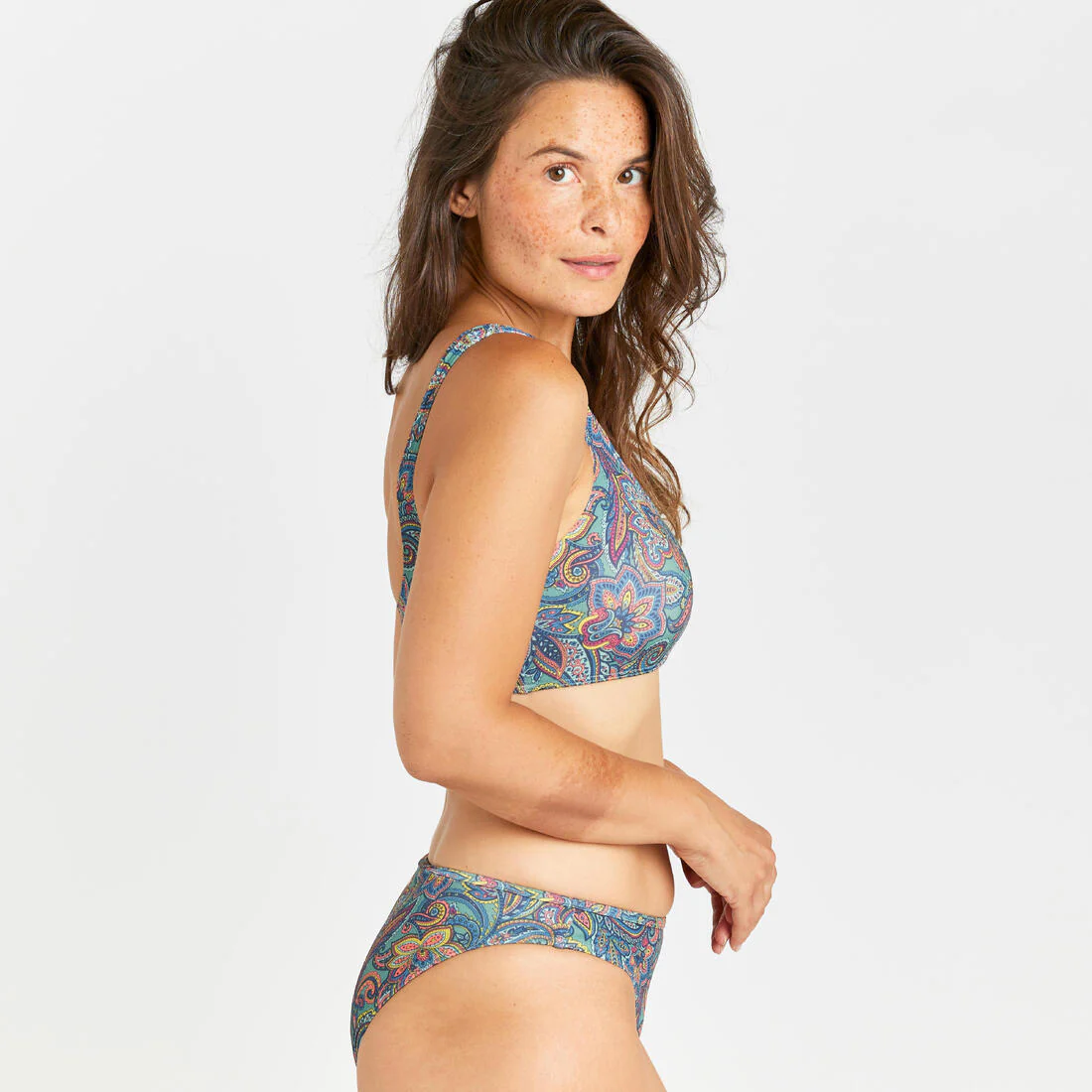 Top de bikini de surf caqui para mujer Aurely Paisley - Image 11