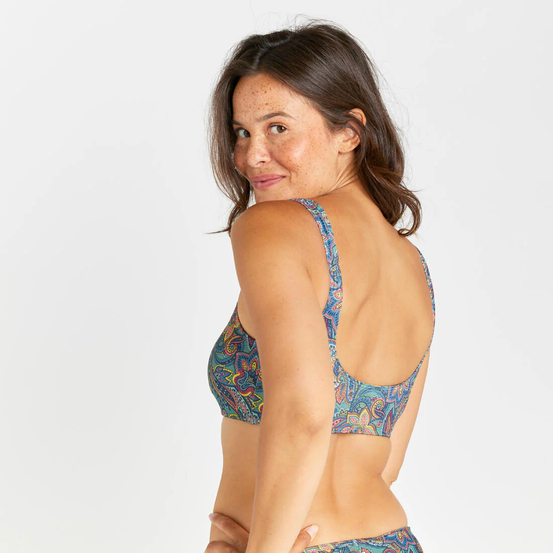 Top de bikini de surf caqui para mujer Aurely Paisley - Image 14