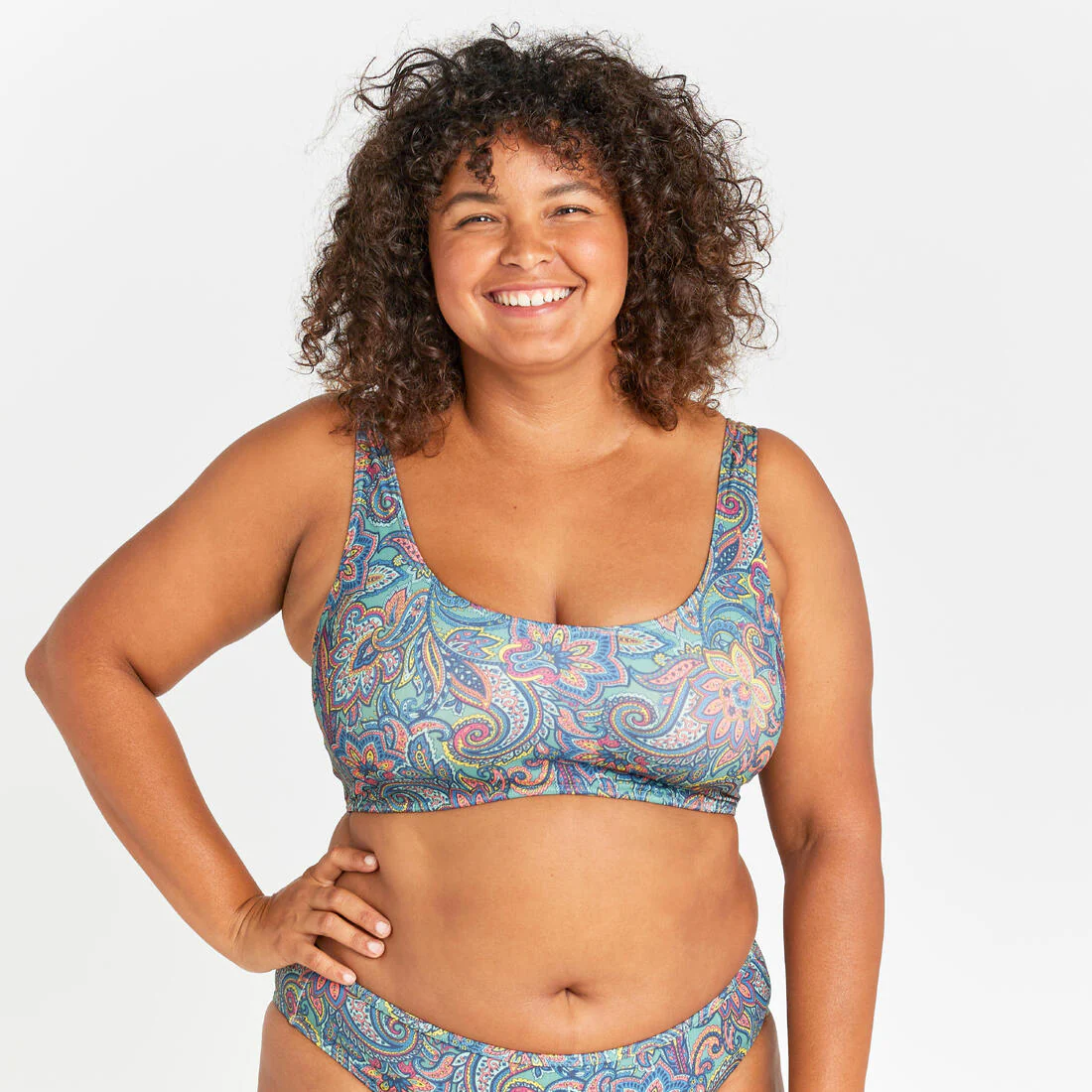 Top de bikini de surf caqui para mujer Aurely Paisley - Image 18