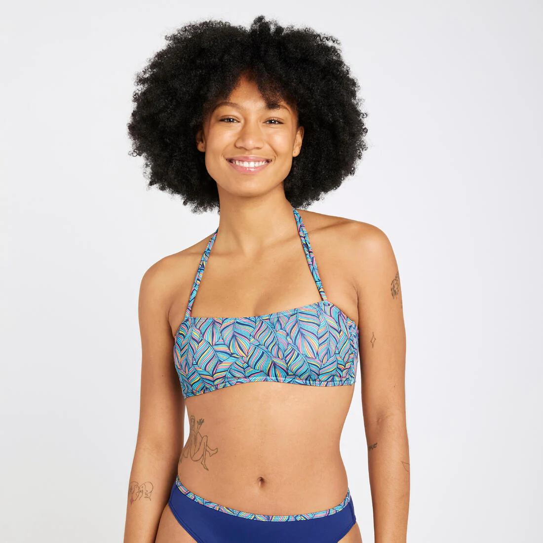 Top de bikini de surf estilo bandeau turquesa para mujer Laura Foly