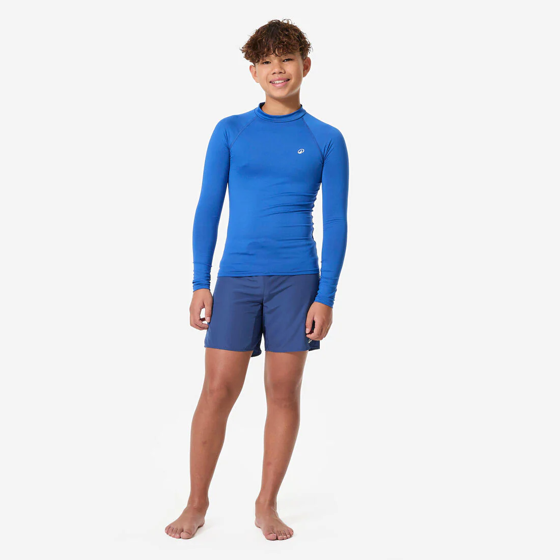 Top de surf anti-UV de manga larga azul para niños 100 - Image 2