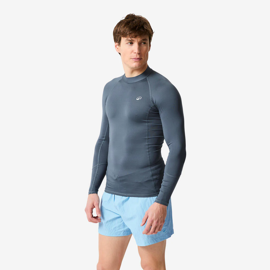 Top de surf anti-UV de manga larga gris para hombre 100
