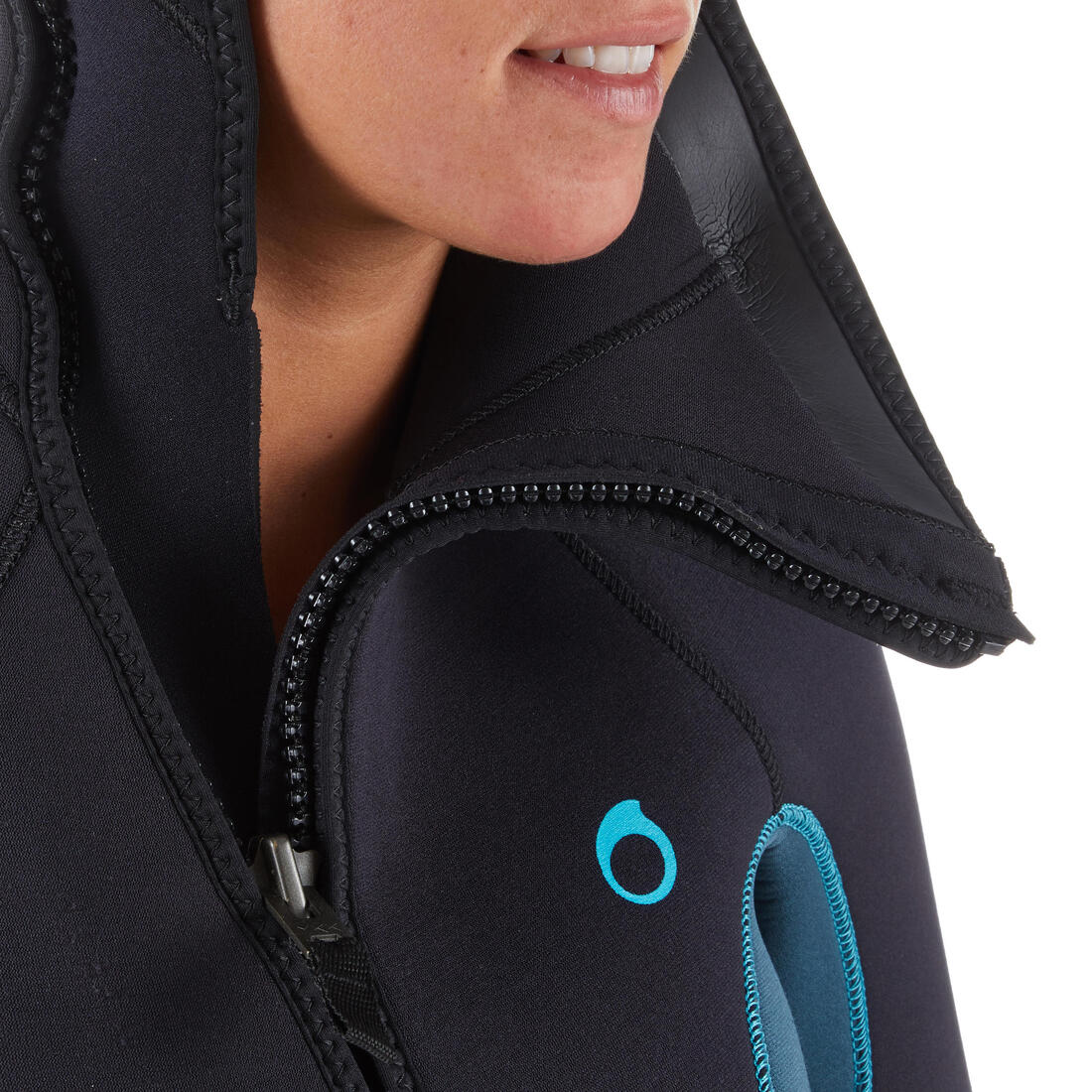 Traje Buceo SCD 500 Mujer Negro Azul Neopreno 7 mm Capucha - Image 3