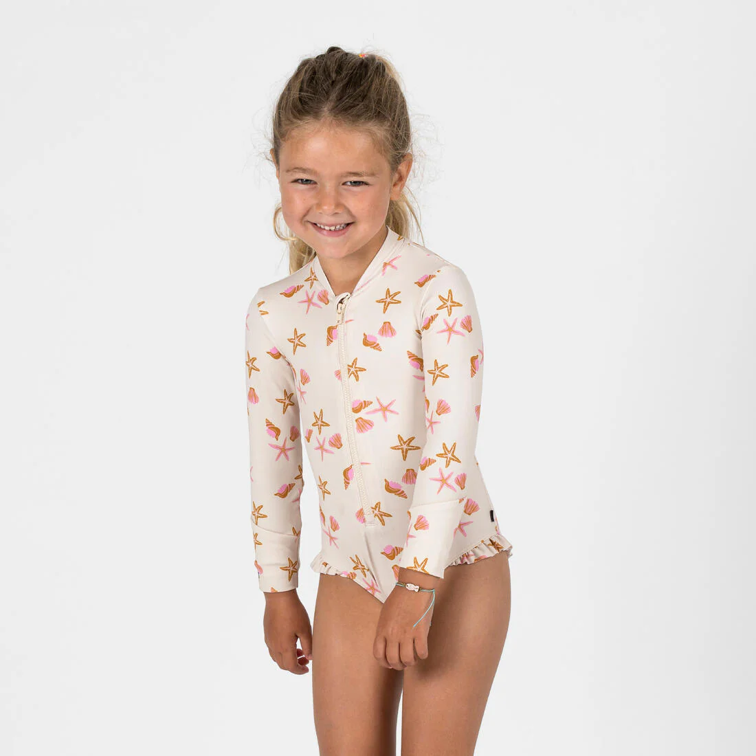 Traje de baño de natación anti-UV de manga larga blanco para bebé Izia Shell - Image 2