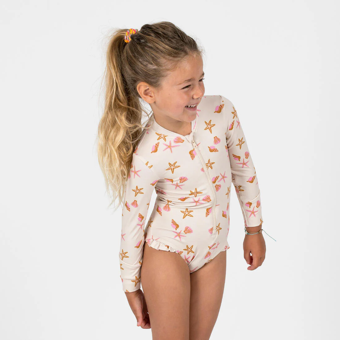 Traje de baño de natación anti-UV de manga larga blanco para bebé Izia Shell - Image 3