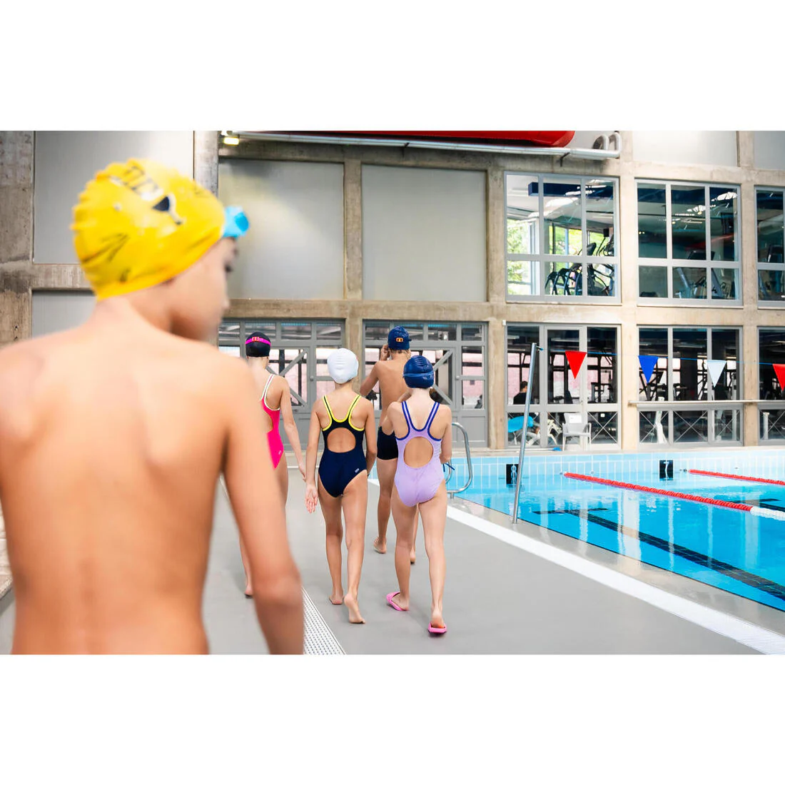 Traje de baño de natación azul oscuro para niña y adolescente 500 Olga - Image 12