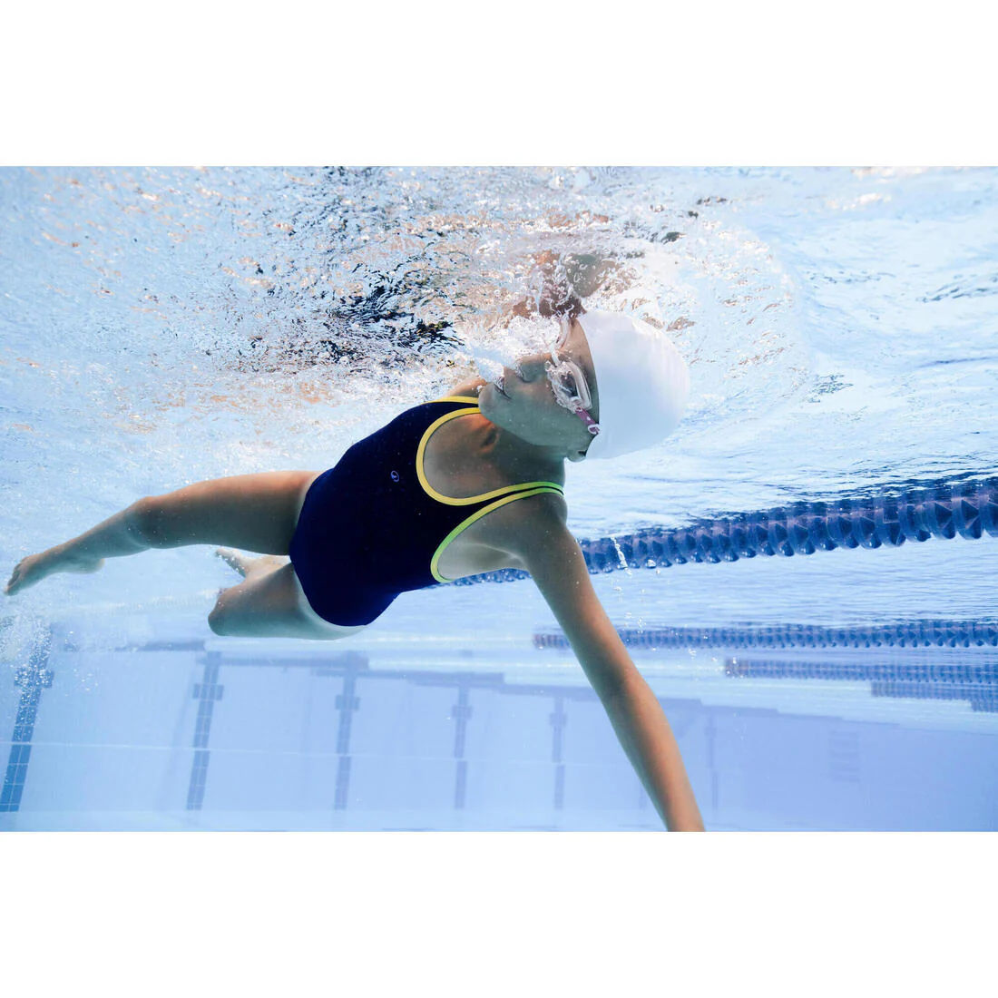 Traje de baño de natación azul oscuro para niña y adolescente 500 Olga - Image 13