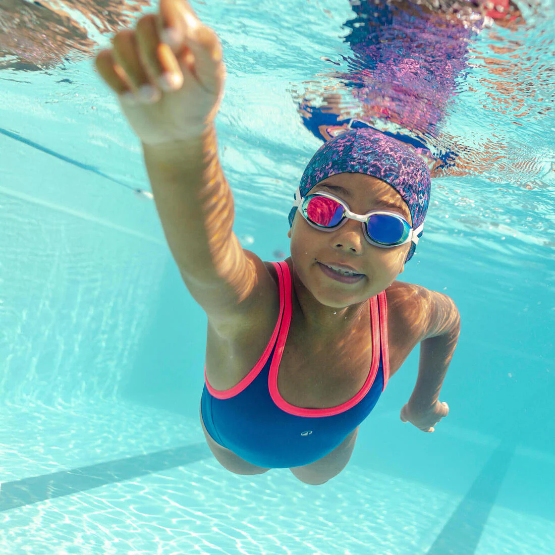 Traje de baño de natación azul oscuro para niña y adolescente 500 Olga - Image 3