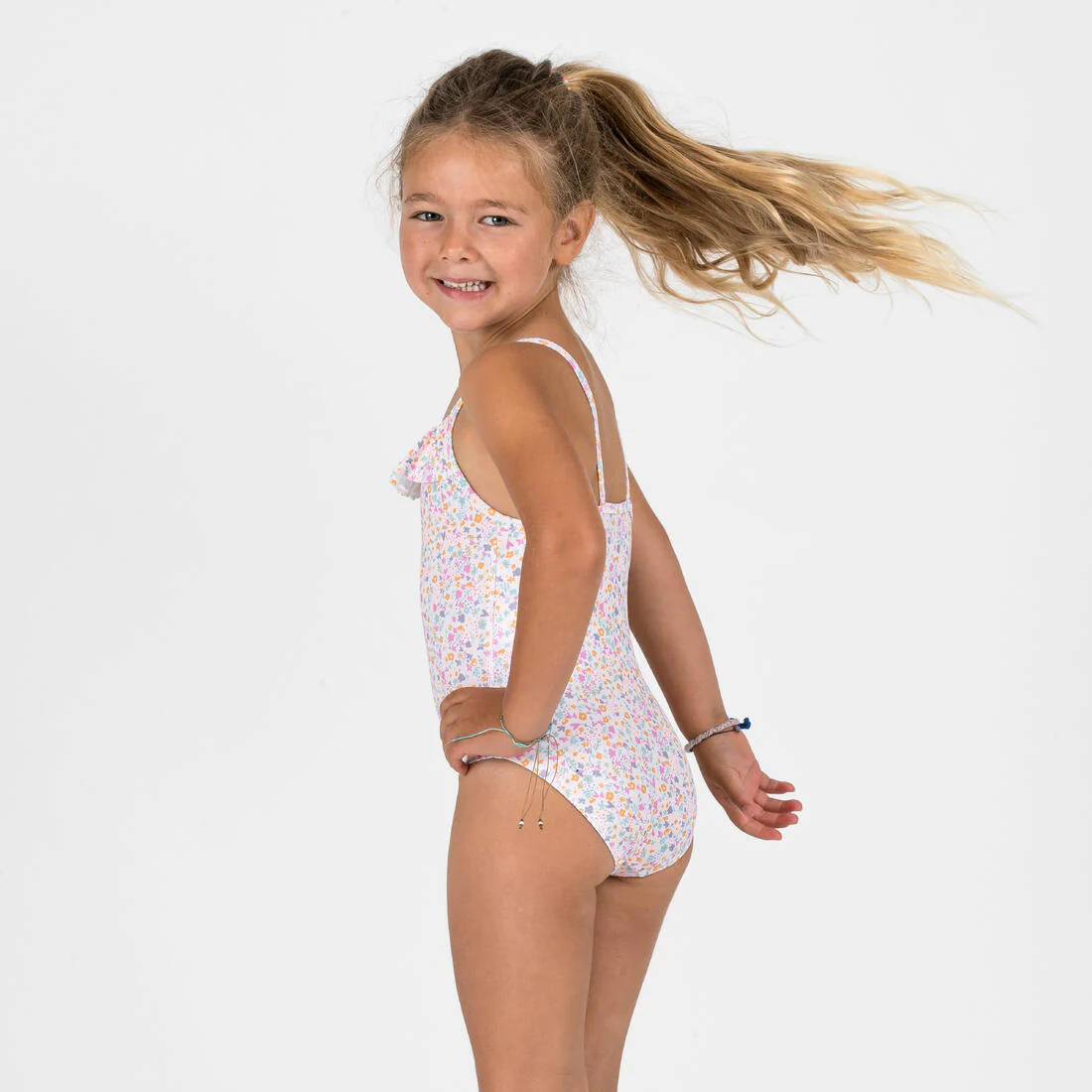 Traje de baño de natación con estampado y olanes para bebé y niña - Image 8