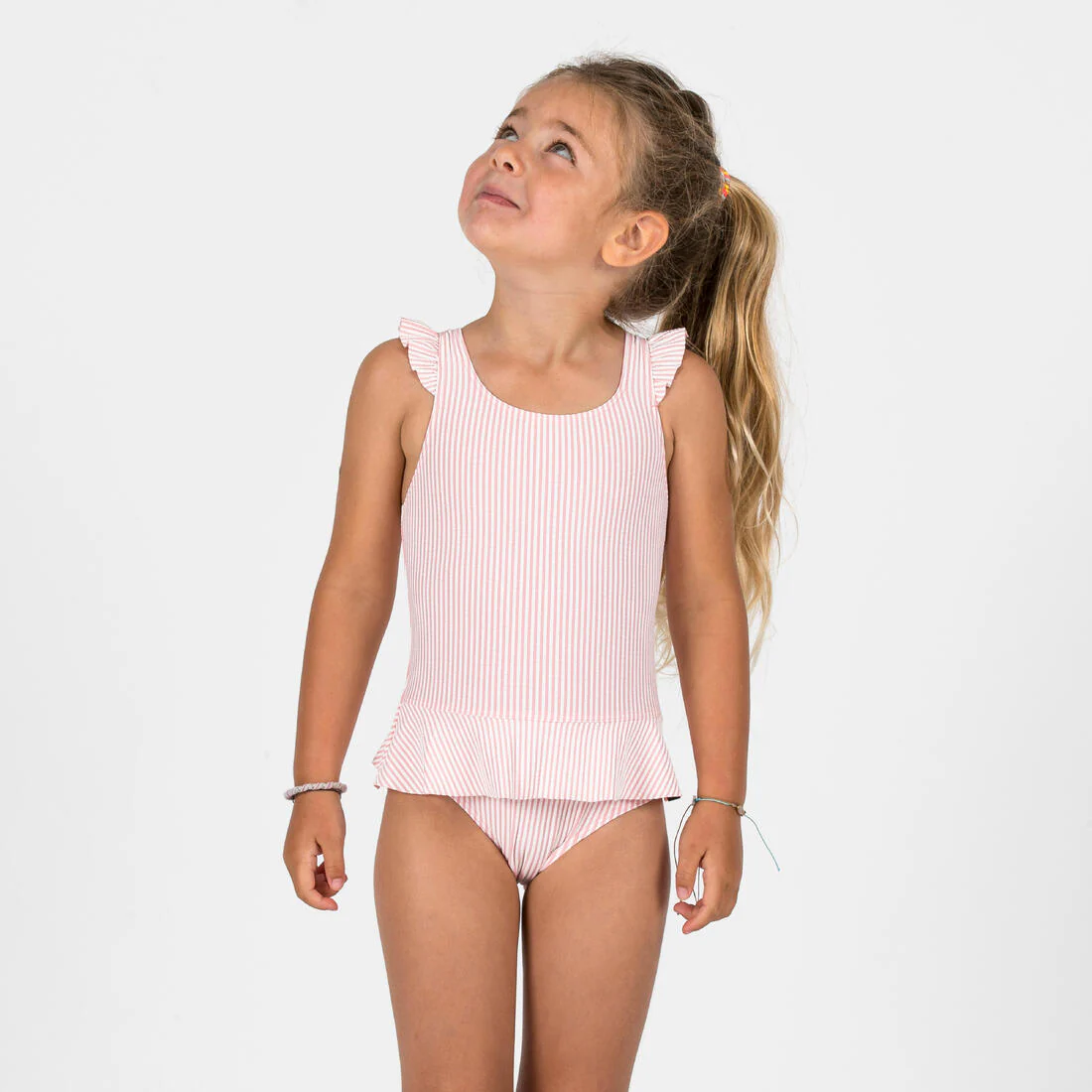 Traje de baño de natación con falda rosa con rayas blancas Julia - Image 3